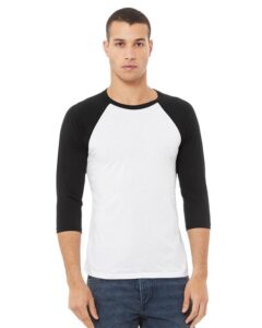 BELLA + CANVAS Unisex Three-Quarter Sleeve Baseball Tee